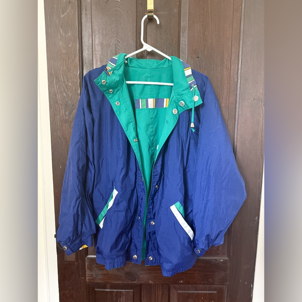 Vintage 80’s Current Seen multi-colored reversible zip up windbreaker jacket
